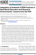 Cover page of Integration of Authentic STEM Practices in Real-World Education and Research Environments: Lessons from the PDP