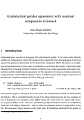 Cover page: Grammatical gender agreement with nominal compounds in Somali
