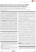 Cover page: Highly Efficient Mouse Genome Editing by CRISPR Ribonucleoprotein Electroporation of Zygotes*