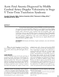 Cover page: Acute Fetal Anemia Diagnosed by Middle Cerebral Artery Doppler Velocimetry in Stage V Twin–Twin Transfusion Syndrome