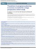 Cover page: Transitions in pregnancy planning in women recruited for a large prospective cohort study