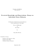 Cover page: Perceived Knowledge and Expectations: Essays on Individual Choice Behavior
