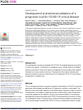 Cover page: Development and external validation of a prognostic tool for COVID-19 critical disease.