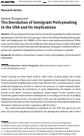 Cover page: The Devolution of Immigrant Policymaking in the USA and Its Implications