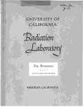 Cover page: Production of Mesons by the 184-inch Berkeley Cyclotron Part I. Experimental Arrangement