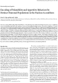 Cover page: Encoding of palatability and appetitive behaviors by distinct neuronal populations in the nucleus accumbens