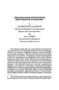 Cover page: THE BACK DOOR: SPONTANEOUS PRIVATIZATION IN HUNGARY*