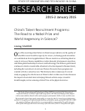 Cover page: China’s Talent Recruitment Programs: The Road to a Nobel Prize and World Hegemony in Science?