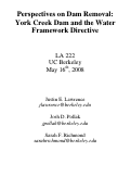 Cover page: Perspectives on Dam Removal: York Creek Dam and the Water Framework Directive