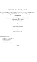 Cover page: Sustainability Knowledge and Governance in Environmental Problems. The cases of Illegal Wildlife Trade and National Park Systems Management