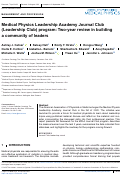 Cover page: Medical Physics Leadership Academy Journal Club (Leadership Club) program: Two-year review in building a community of leaders.
