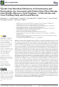 Cover page: Specific Oral Microbial Differences in Proteobacteria and Bacteroidetes Are Associated with Distinct Sites When Moving from Healthy Mucosa to Oral Dysplasia—A Microbiome and Gene Profiling Study and Focused Review