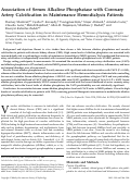 Cover page: Association of Serum Alkaline Phosphatase with Coronary Artery Calcification in Maintenance Hemodialysis Patients