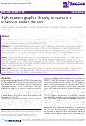 Cover page: High mammographic density in women of Ashkenazi Jewish descent