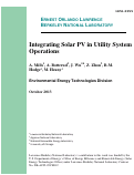 Cover page: Integrating Solar PV in Utility System Operations