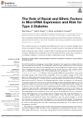 Cover page: The Role of Racial and Ethnic Factors in MicroRNA Expression and Risk for Type 2 Diabetes