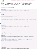 Cover page: Library Preparation for small RNA sequencing using 4N adapters: In house 4N Protocol B