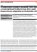 Cover page: A temperature-sensitive metabolic valve and a transcriptional feedback loop drive rapid homeoviscous adaptation in Escherichia coli