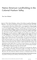Cover page: Native American Landholding in the Colonial Hudson Valley