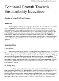 Cover page: Continual Growth Towards Sustainability Education