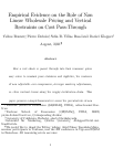 Cover page: Empirical Evidence on the Role of Non Linear Wholesale Pricing and Vertical Restraints on Cost Pass-Through