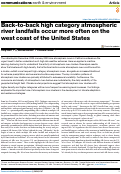 Cover page: Back-to-back high category atmospheric river landfalls occur more often on the west coast of the United States