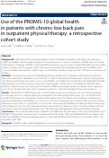 Cover page: Use of the PROMIS-10 global health in patients with chronic low back pain in outpatient physical therapy: a retrospective cohort study