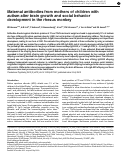 Cover page: Maternal antibodies from mothers of children with autism alter brain growth and social behavior development in the rhesus monkey