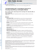 Cover page: “It's Worked Well for Me”: Young Women's Reasons for Choosing Lower-Efficacy Contraceptive Methods