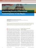 Cover page: Monitoring Security of Networked Control Systems: It's the Physics