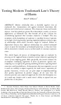 Cover page of Testing Modern Trademark Law's Theory of Harm