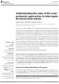 Cover page: Understanding the rules of the road: proteomic approaches to interrogate the blood brain barrier