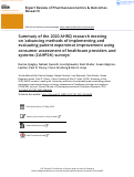 Cover page: Summary of the 2020 AHRQ research meeting on ‘advancing methods of implementing and evaluating patient experience improvement using consumer assessment of healthcare providers and systems (CAHPS®) surveys’