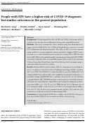 Cover page: People with HIV have a higher risk of COVID‐19 diagnosis but similar outcomes to the general population