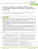 Cover page: Health care for children with diabetes mellitus from low-income families in Ontario and California: a population-based cohort study.