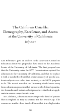 Cover page of The California Crucible: Demography, Excellence, and Access at the University of California