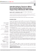 Cover page: Interdisciplinary Tensions When Developing Digital Interventions Supporting Individuals With ADHD.