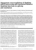 Cover page: Autogenous cross-regulation of Quaking mRNA processing and translation balances Quaking functions in splicing and translation