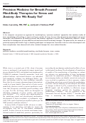 Cover page: Precision Medicine for Breath-Focused Mind-Body Therapies for Stress and Anxiety: Are We Ready Yet?