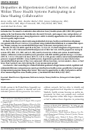 Cover page: Disparities in Hypertension Control Across and Within Three Health Systems Participating in a Data-Sharing Collaborative