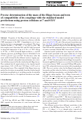 Cover page: Precise determination of the mass of the Higgs boson and tests of compatibility of its couplings with the standard model predictions using proton collisions at 7 and 8[Formula: see text].