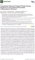 Cover page: Longitudinal Maternal Vitamin D Status during Pregnancy Is Associated with Neonatal Anthropometric Measures