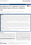 Cover page: Development of an algorithm to identify fall-related injuries and costs in Medicare data.