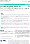 Cover page: Clinical language search algorithm from free-text: facilitating appropriate imaging.