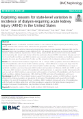 Cover page: Exploring reasons for state-level variation in incidence of dialysis-requiring acute kidney injury (AKI-D) in the United States.