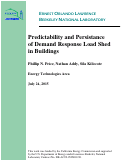 Cover page: Predictability and Persistance of Demand Response Load Shed in Buildings: