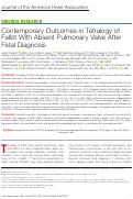 Cover page: Contemporary Outcomes in Tetralogy of Fallot With Absent Pulmonary Valve After Fetal Diagnosis