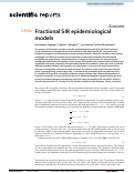 Cover page: Fractional SIR epidemiological models