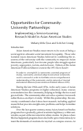 Cover page: Opportunities for Community-University Partnerships: Implementing a Service-Learning Research Model in Asian American Studies