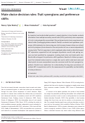 Cover page: Mate choice decision rules: Trait synergisms and preference shifts